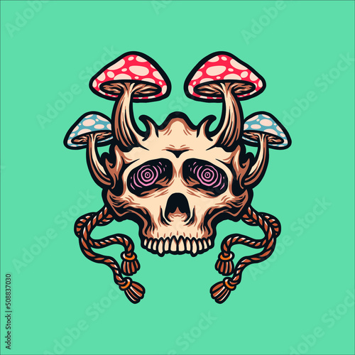 skull mask mushroom vector design
