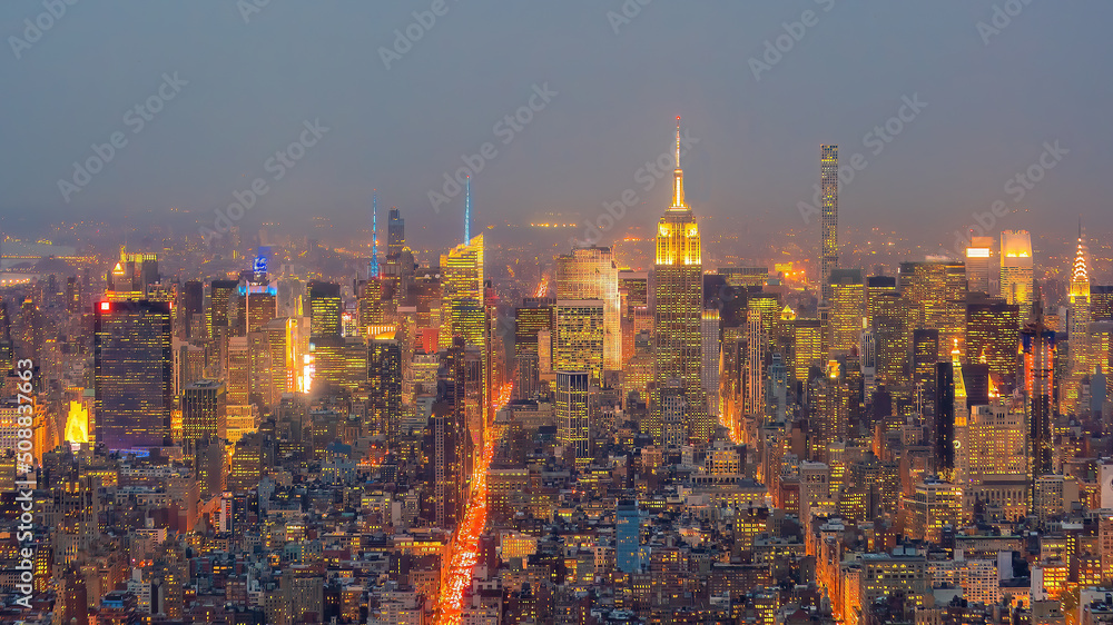 Obraz premium Manhattan city skyline cityscape of New York from top view