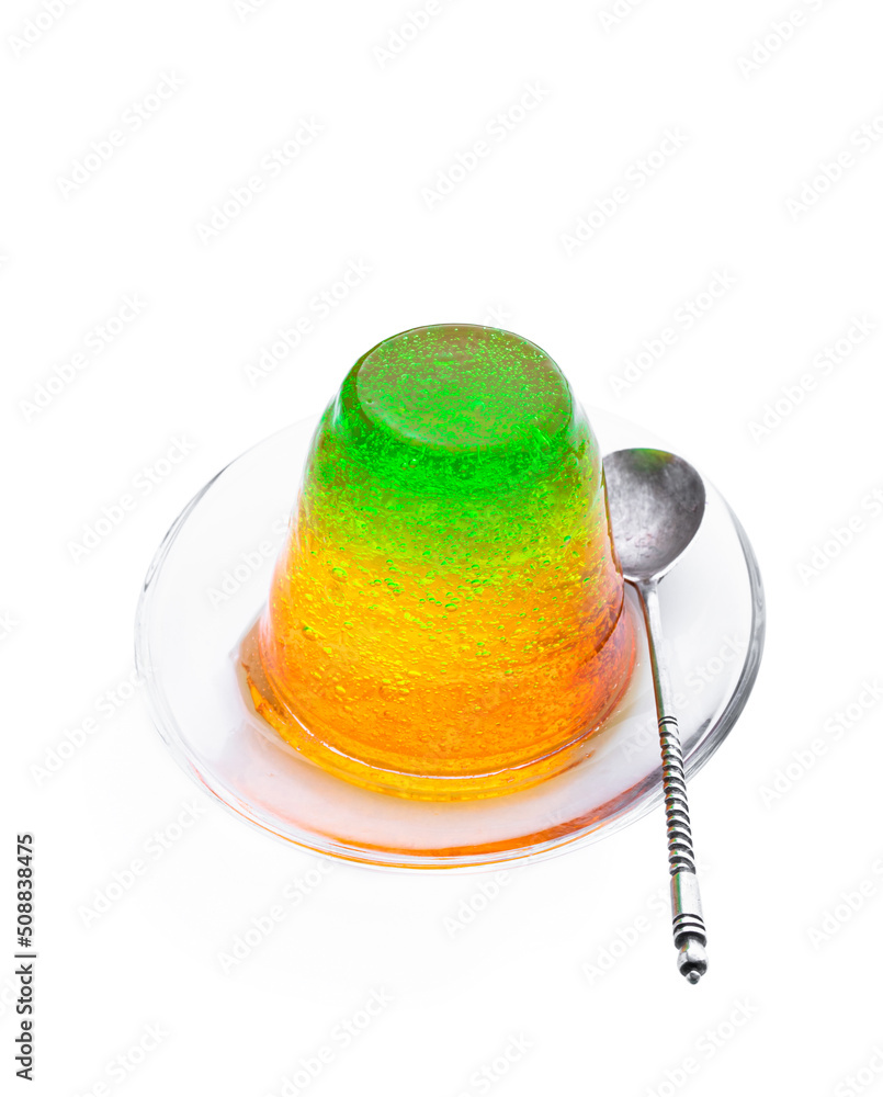 Rainbow fruit jelly isolated on white background Rainbow fruit jelly isolated on white background