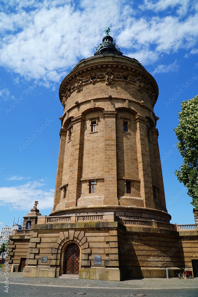 Landscape of Water tower at Friedrichsplatz in the city of Mannheim, Germany Landscape of Water tower at Friedrichsplatz in the city of Mannheim, Germany