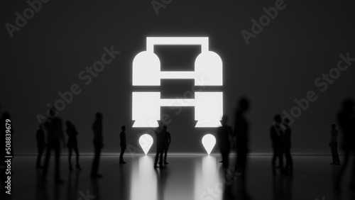 3d rendering people in front of symbol of jet pack on background