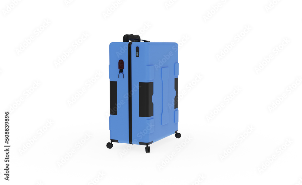 Blue Luggage angle view without shadow 3d render Blue Luggage angle view without shadow 3d render