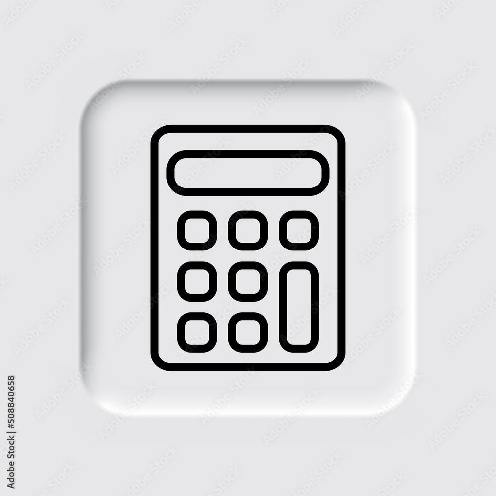 Calculator simple icon vector. Flat design. Neumorphism design.ai Calculator simple icon vector. Flat design. Neumorphism design.ai