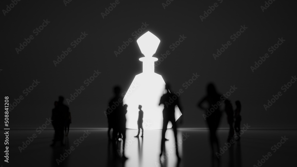 3d rendering people in front of symbol of perfume bottle glass on background