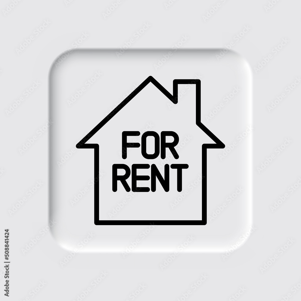 For rent, house simple icon vector. Flat design. Neumorphism design.ai For rent, house simple icon vector. Flat design. Neumorphism design.ai