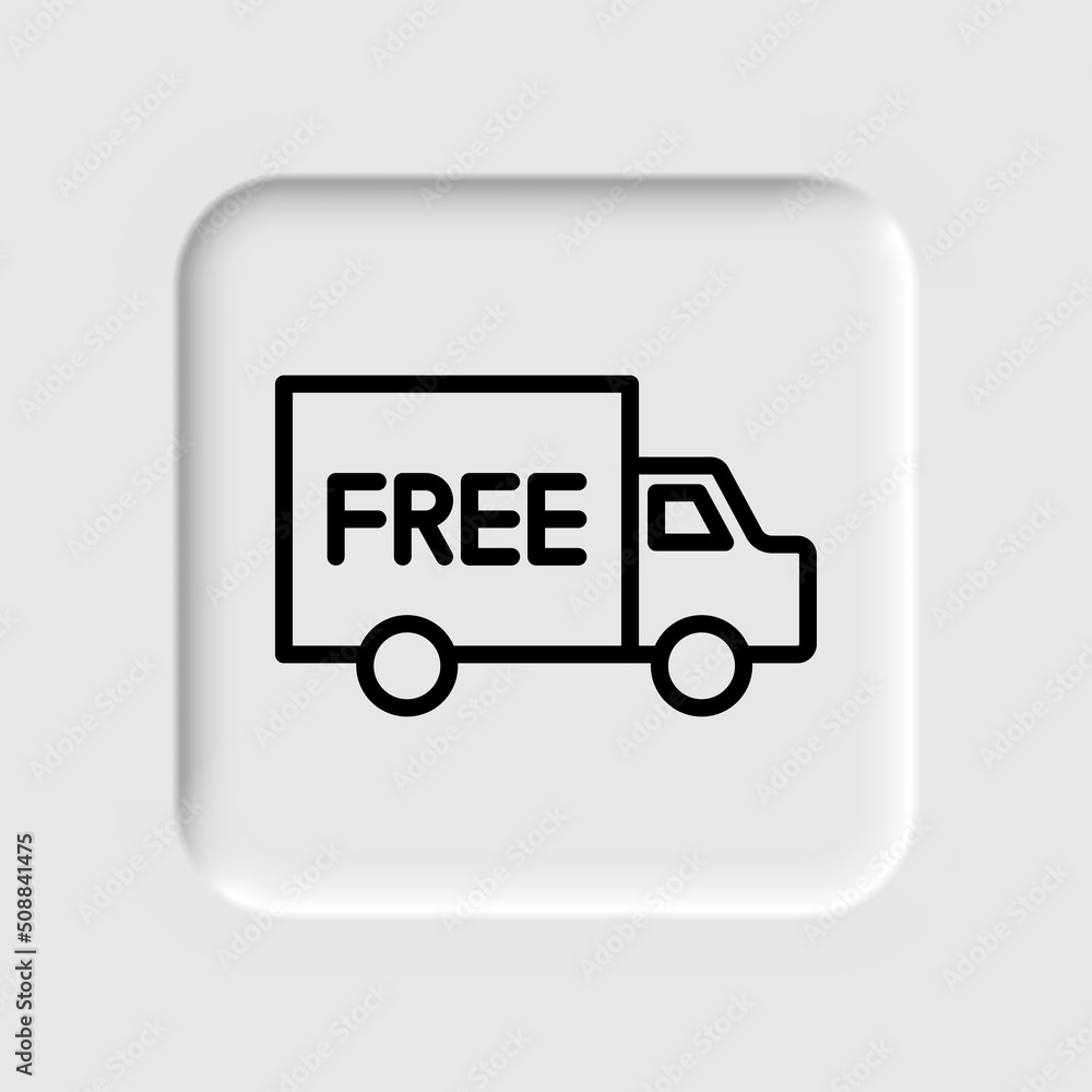 Free delivery simple icon vector. Flat design. Neumorphism design.ai Free delivery simple icon vector. Flat design. Neumorphism design.ai