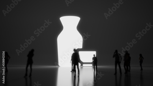 3d rendering people in front of symbol of sake on background