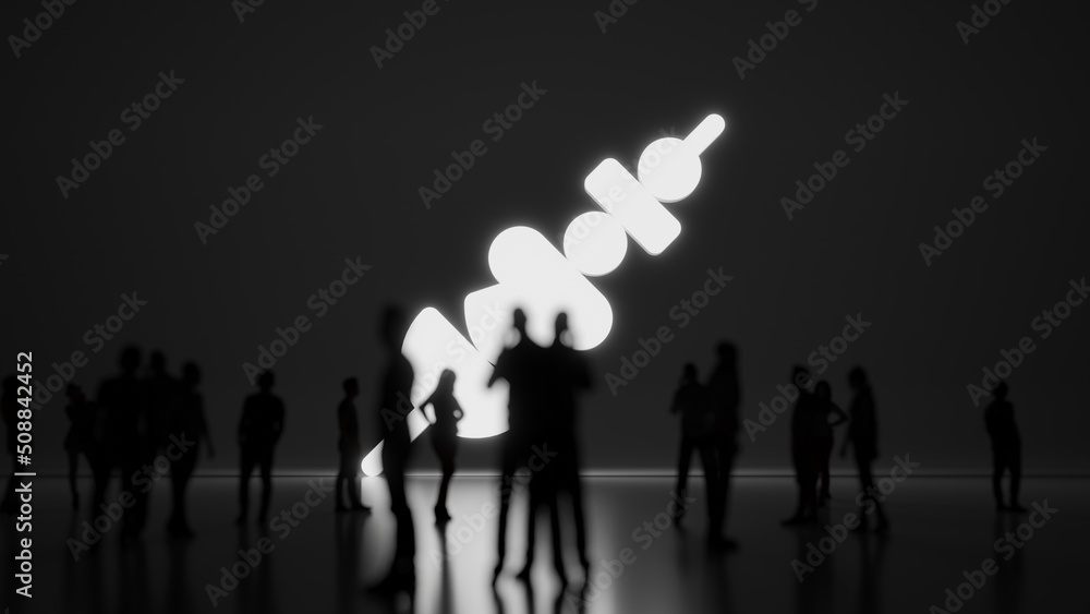 3d rendering people in front of symbol of skewer on background
