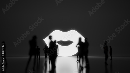 3d rendering people in front of symbol of smile on background