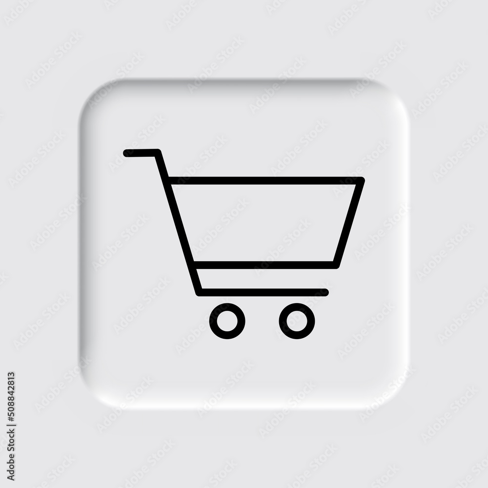 Shopping cart simple icon vector. Flat design. Neumorphism design.ai Shopping cart simple icon vector. Flat design. Neumorphism design.ai