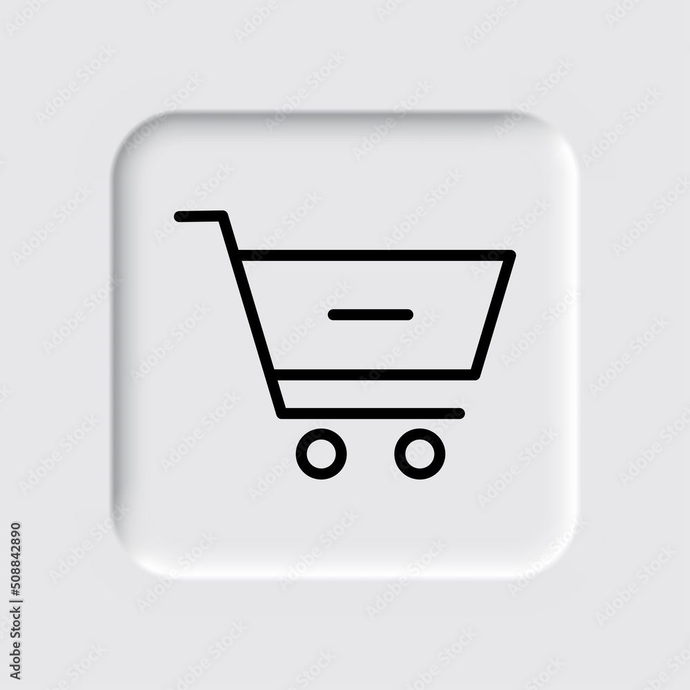 Shopping cart, minus simple icon vector. Flat design. Neumorphism design.ai Shopping cart, minus simple icon vector. Flat design. Neumorphism design.ai