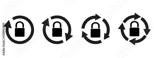 
Black round lock reload icons. Rotation locked icon. Color editable. vector illustration EPS 10