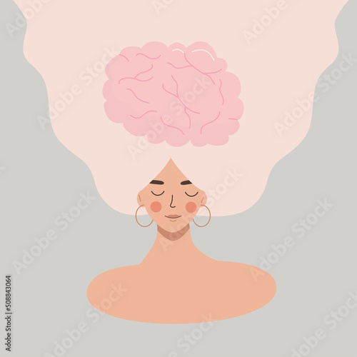 The concept of mental health.Positive thinking as a way of thinking. Flat vector illustration