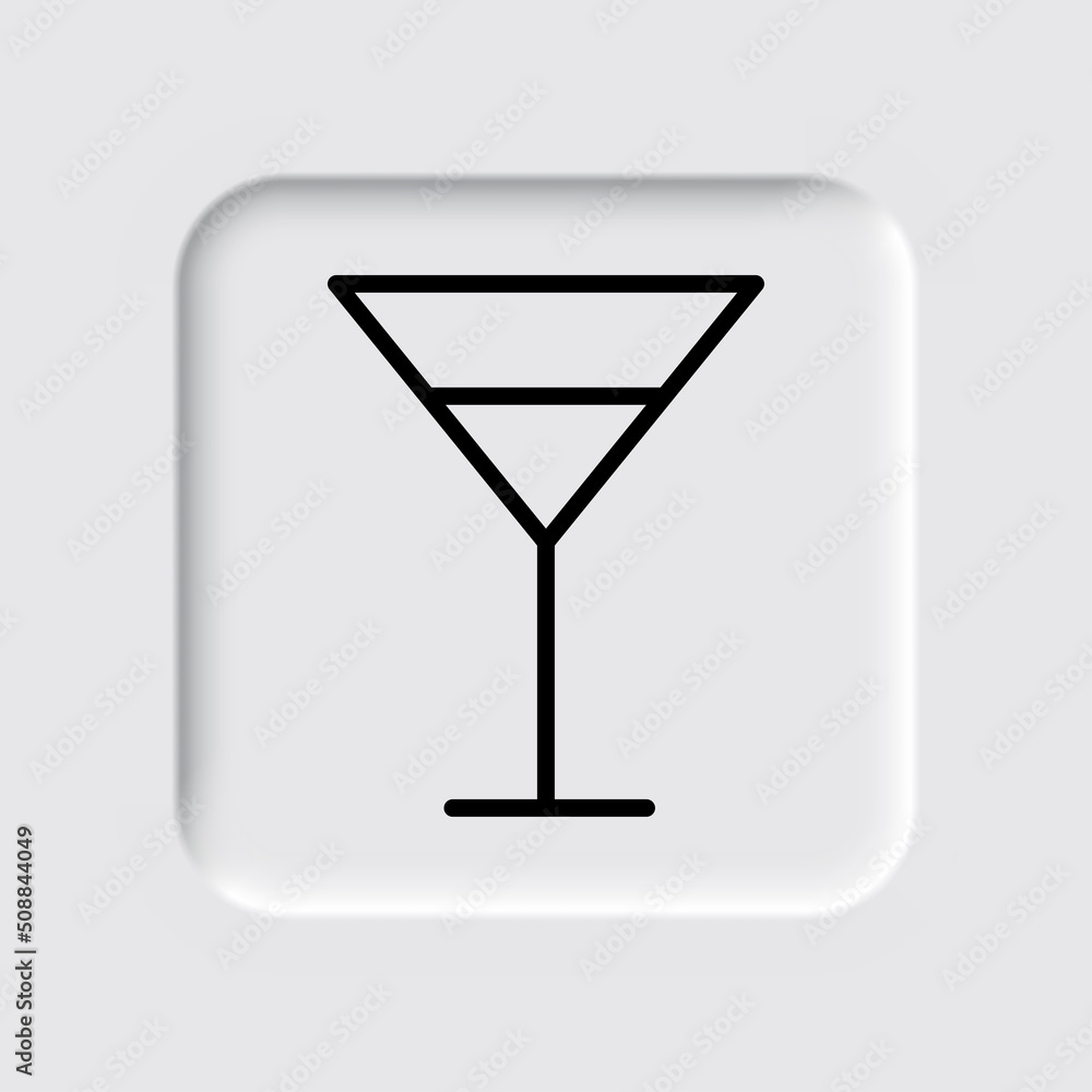 Cocktail glass simple icon vector. Flat design. Neumorphism design.ai Cocktail glass simple icon vector. Flat design. Neumorphism design.ai