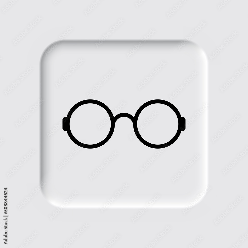 Glasses simple icon vector. Flat design. Neumorphism design.ai
