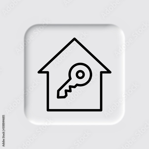 Key, house simple icon, vector. Flat desing. Neumorphism design.ai