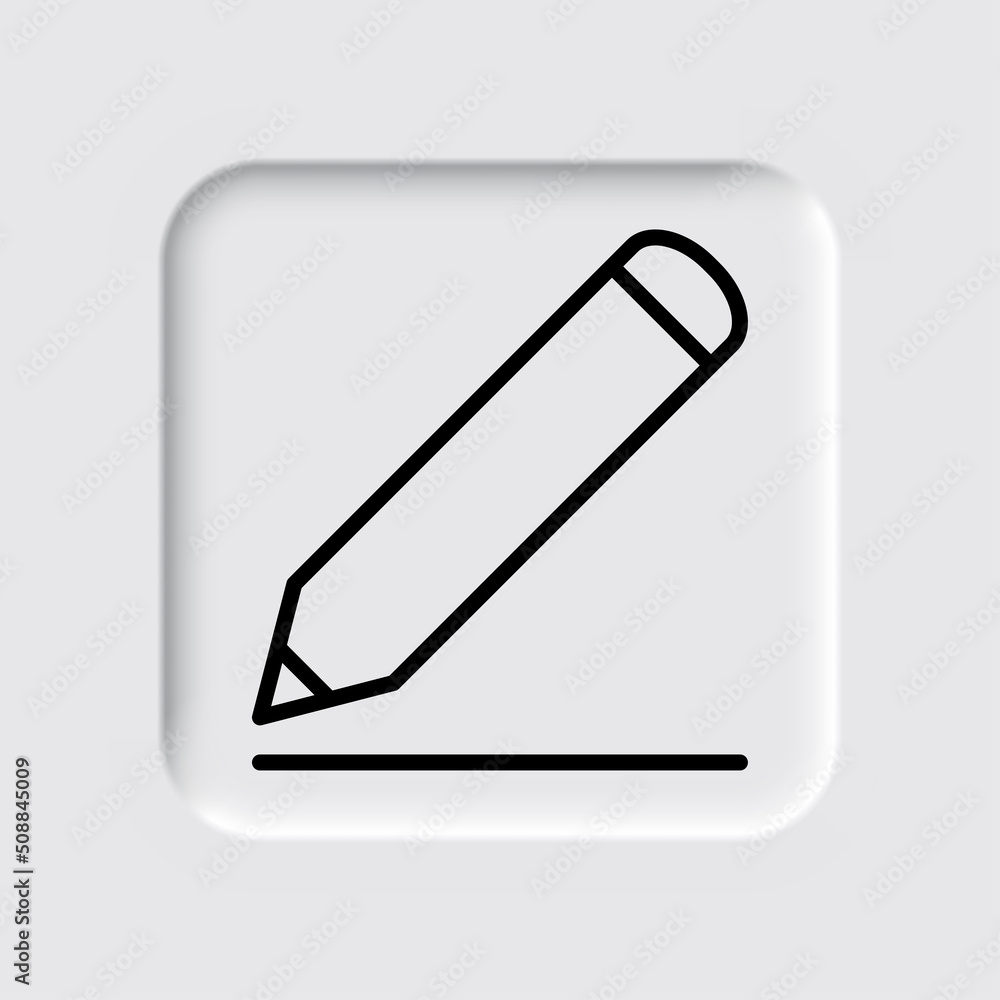 Pencil icon vector. Flat design. Neumorphism design.ai