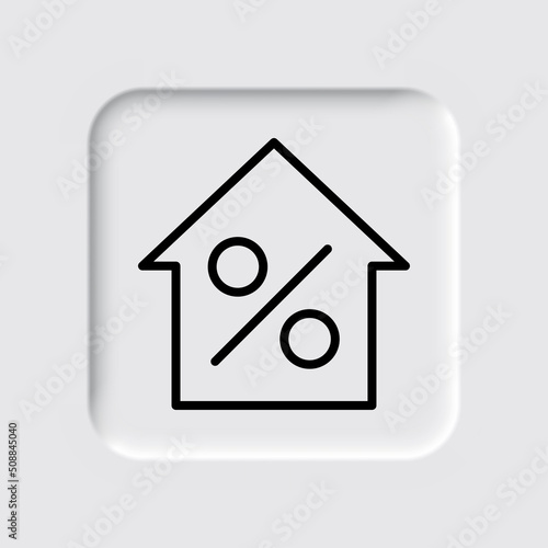Percent, house simple icon vector. Flat desing. Neumorphism design.ai