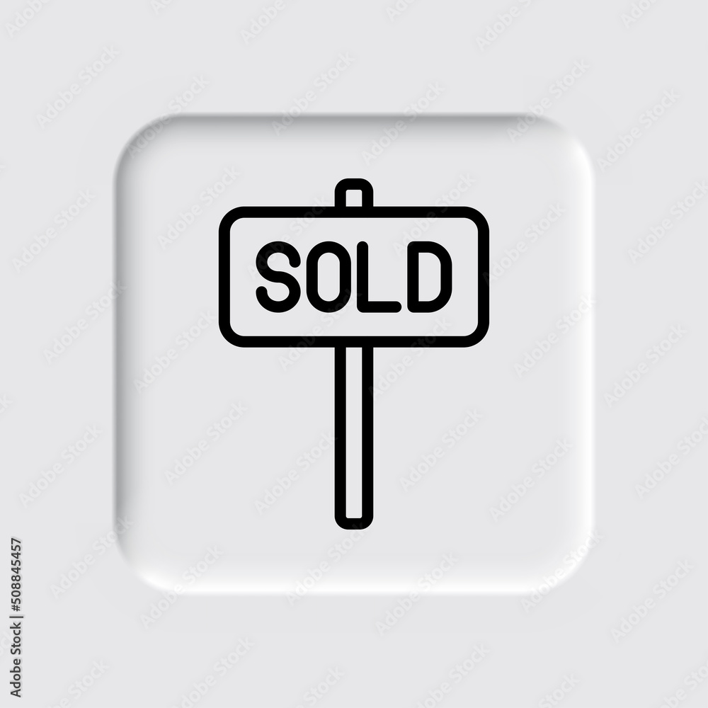 Sold banner simple icon vector. Flat design. Neumorphism design.ai Sold banner simple icon vector. Flat design. Neumorphism design.ai