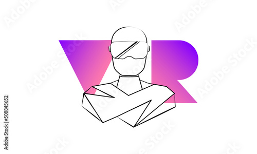 VR banner with face in augmented glasses, Virtual reality, Futuristic Cyber