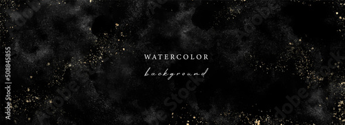 Vector textured horizontal universal background with gold glitter and copy space for text	