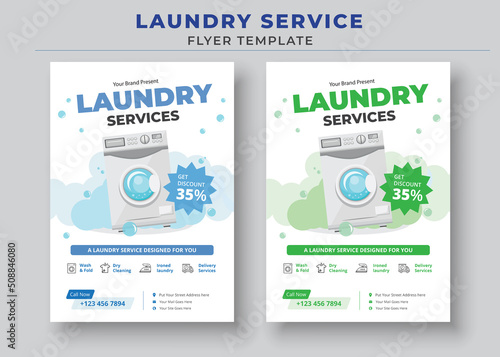 Laundry Service Flyer Template, Dry cleaner Flyer, Poster brochure design, Vector Editable and Print ready