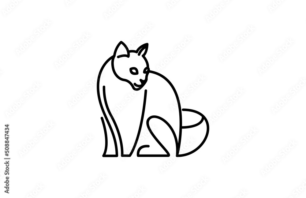Fototapeta premium Vector Line Art Cat Illustration