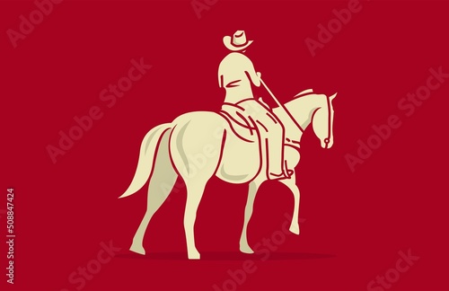 Vector Man Riding Horse Illustration