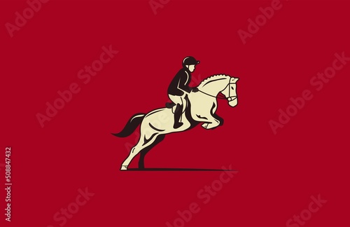 Simple Modern Riding Horse Logo Illustration