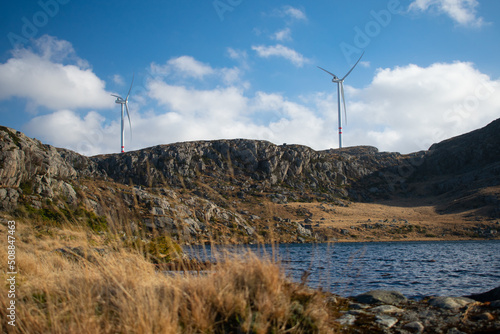 Onshore Windmill in the hills of Norway- a global leader in clean energy adoption © FreezeFrames