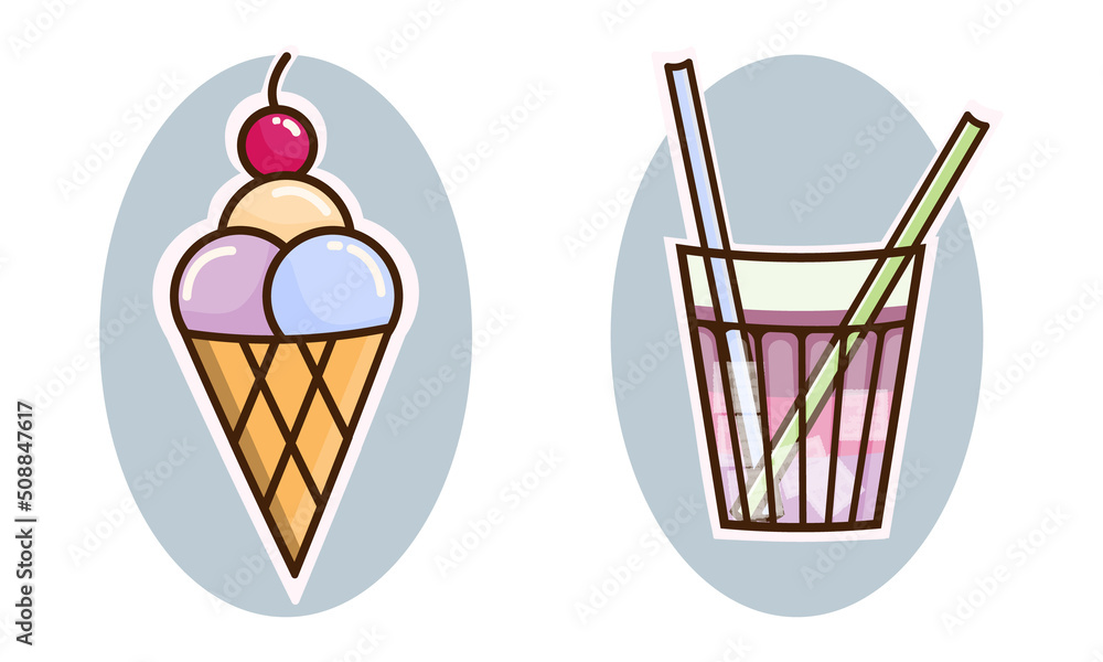 
ice cream and smoothie icons or stikers