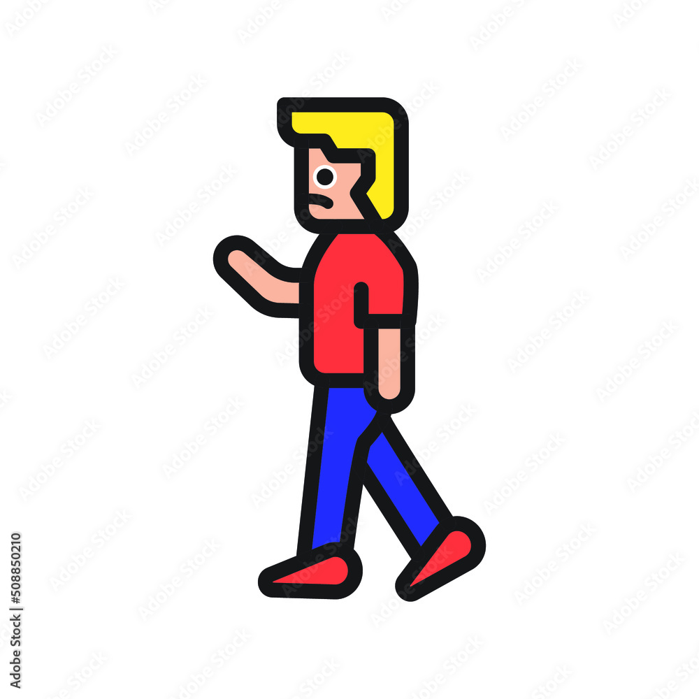 walking person icon, outline style