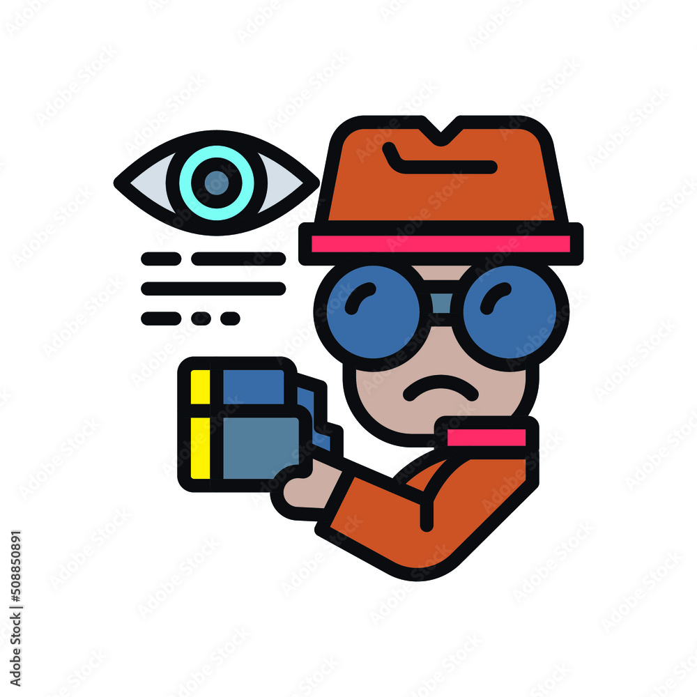 spying detective icon, outline style