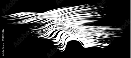 White flow brushstroke on white background.. Fluffy bunch of white politics. Abstract disheveled fibres. Vector illustration swirl blur. Crayons and chalk paint, fibers, hair and bunch