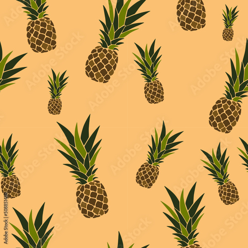 Seamless pattern with pineapples. tropical fruit. Flat illustration.