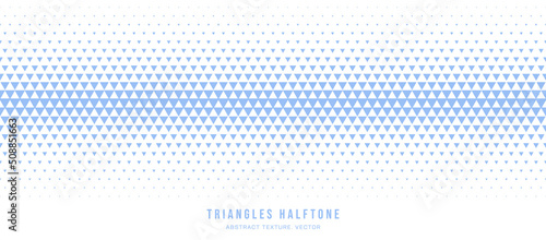 Triangles Halftone Geometric Continuous Pattern Vector Straight Line Border Pale Blue Abstract Background. Checkered Faded Particles Subtle Seamless Texture. Half Tone Art Graphic Minimalist Wallpaper