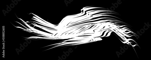 White flow brushstroke on white background.. Fluffy bunch of white politics. Abstract disheveled fibres. Vector illustration swirl blur. Crayons and chalk paint, fibers, hair and bunch