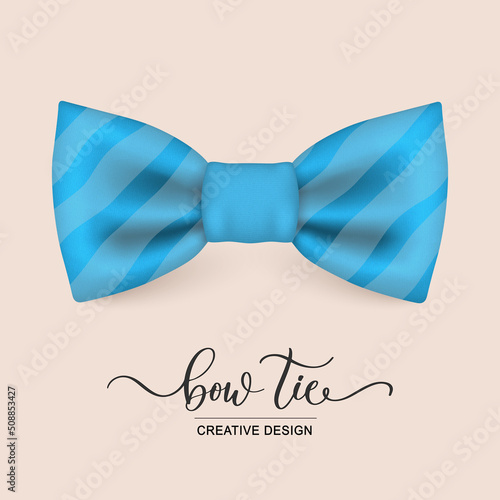 Vector icon of a blue striped bow tie isolated on a white background. Hipster style
