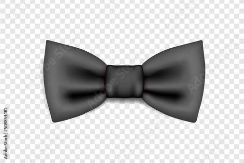 Fototapeta Vector icon of a black bow tie highlighted on a transparent background