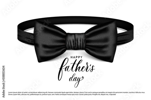 Vector bow tie icon in black stripes, highlighted on a white background with the inscription, father's Day. Hipster style