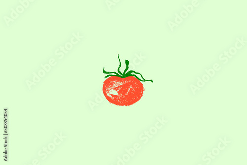 Red tomato symbol. Tomatoes vector coal drawing. Organic tomato Illustration for seed label, packaging design catchup, banner farmers market. Vegetarian food icon for logo restaurant design or badge.