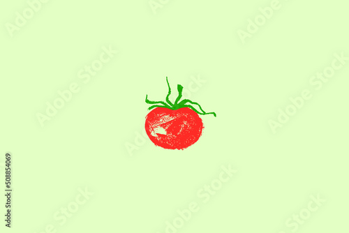 Red tomato symbol. Tomatoes vector coal drawing. Organic tomato Illustration for seed label, packaging design catchup, banner farmers market. Vegetarian food icon for logo restaurant design or badge.
