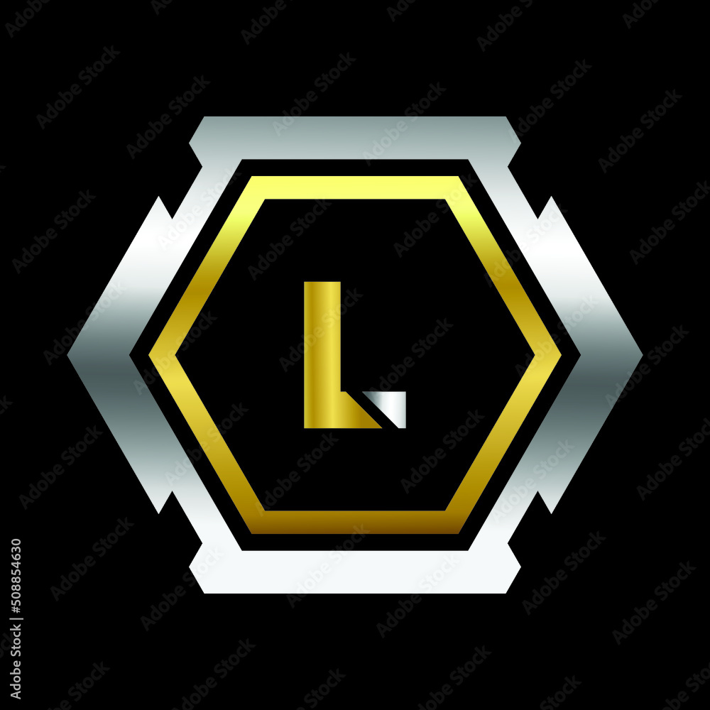 Premium luxury Vector elegant gold and silver font Letter L Template for company logo with monogram element 3d Design Premium luxury Vector elegant gold and silver font Letter L Template for company logo with monogram element 3d Design