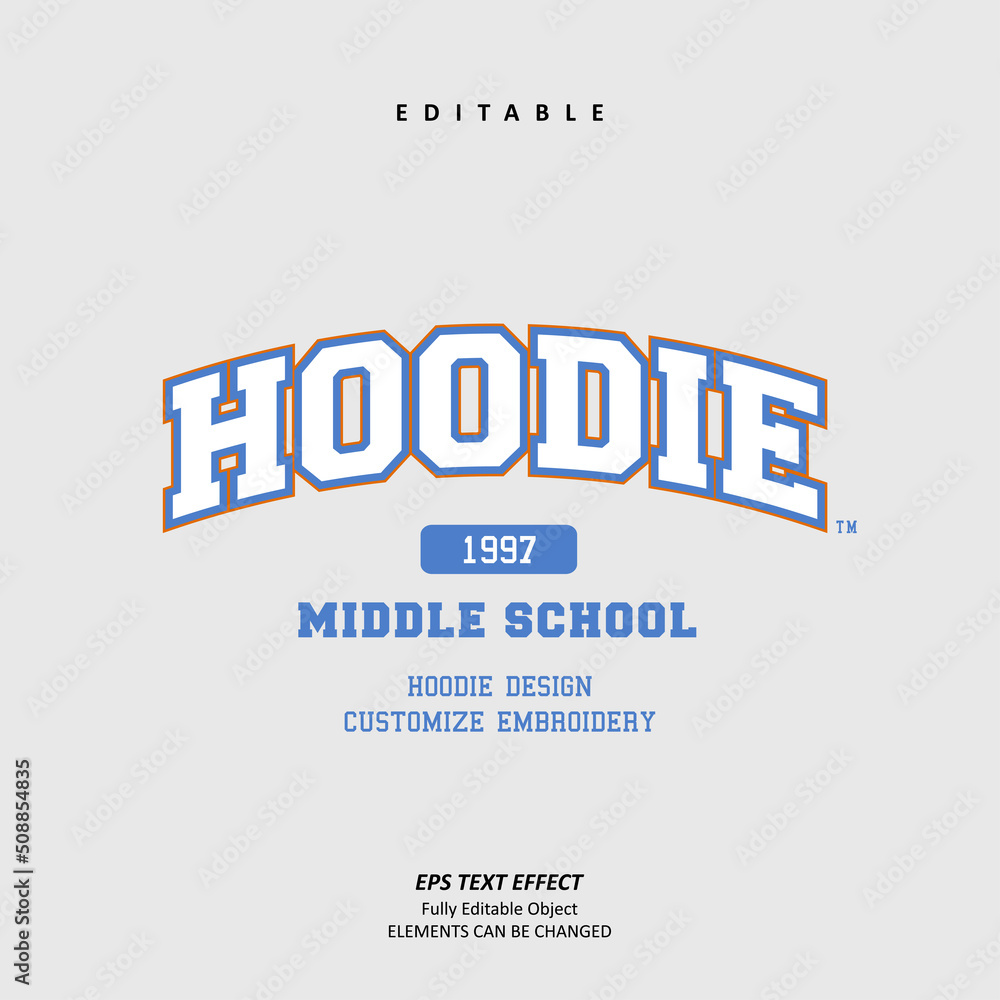 middle school Hoodie or t-shirt group authentic American style Embroidery text effect editable premium vector middle school Hoodie or t-shirt group authentic American style Embroidery text effect editable premium vector