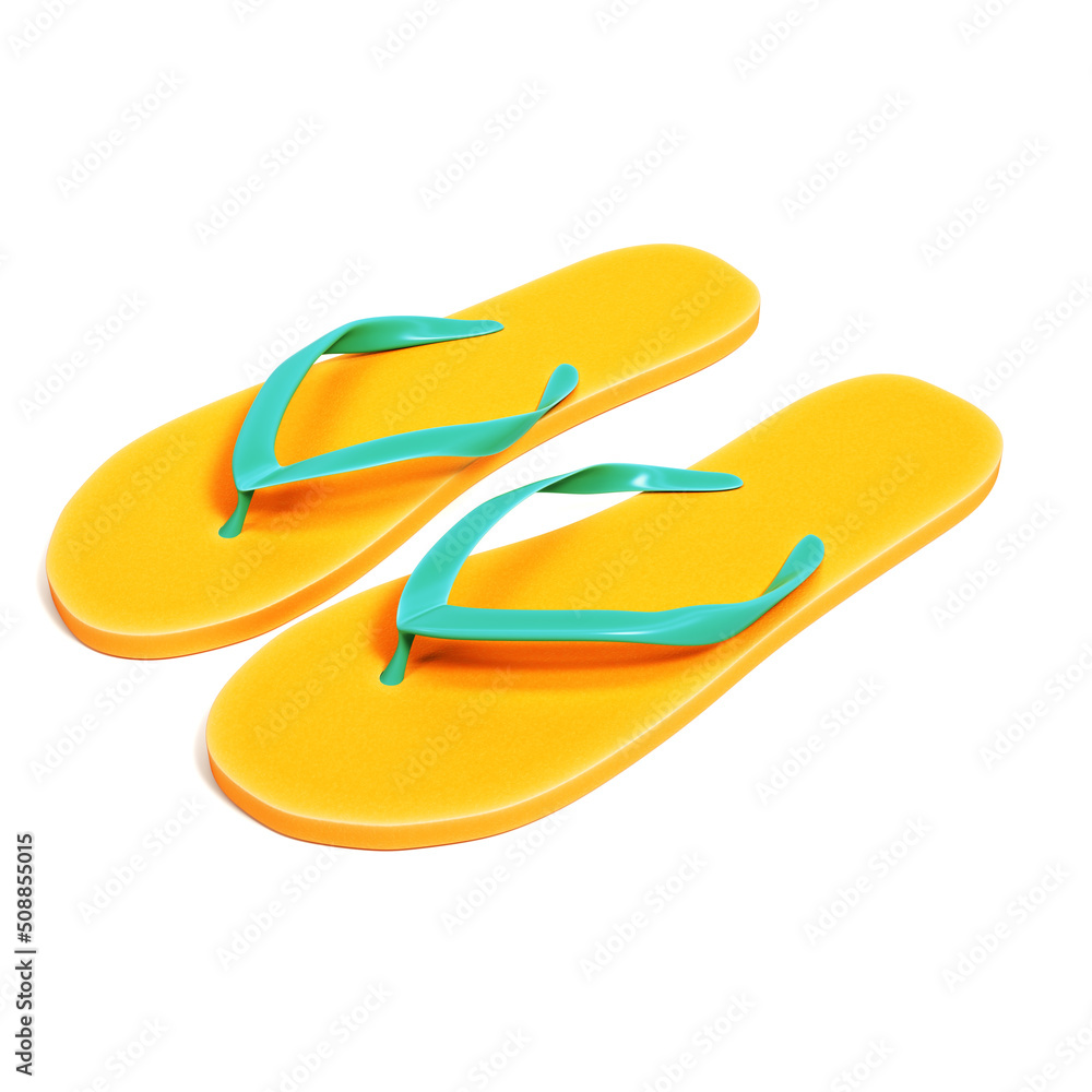 Yellow flip flops isolated on white background Yellow flip flops isolated on white background