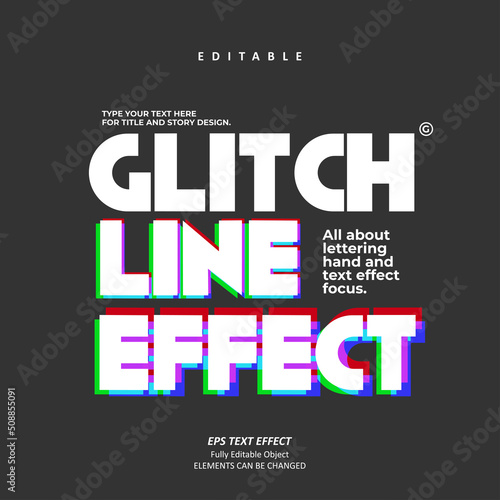 Stretched glitch bold apparel design printable text effect editable premium vector