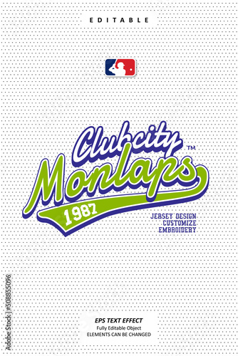 white green Jersey baseball logo team logo printable embroidery text effect editable premium vector