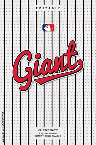 white red Jersey baseball logo team name printable embroidery text effect editable premium vector