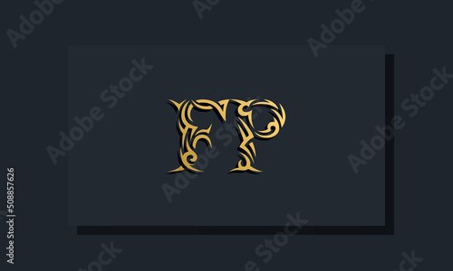 Luxury initial letters FP logo design. It will be use for Restaurant, Royalty, Boutique, Hotel, Heraldic, Jewelry, Fashion and other vector illustration