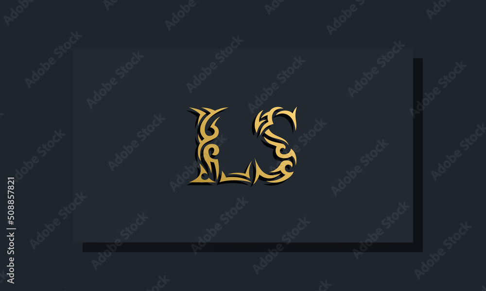 Luxury initial letters LS logo design. It will be use for Restaurant, Royalty, Boutique, Hotel, Heraldic, Jewelry, Fashion and other vector illustration